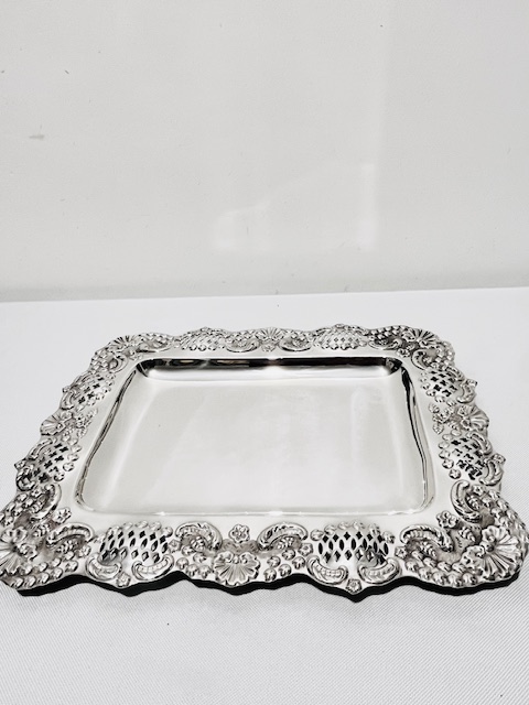 Unusual Antique Silver Plated and Frosted Glass Serving Dish