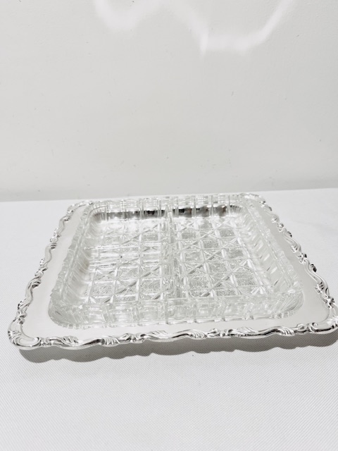 Vintage Silver Plated and Glass Hors d’oeuvre Dish