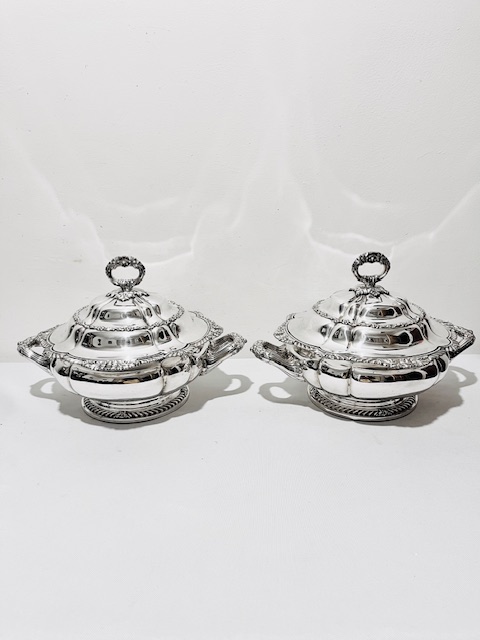 Pair of Victorian Antique Silver Plated Tureens by Tiffany & Co