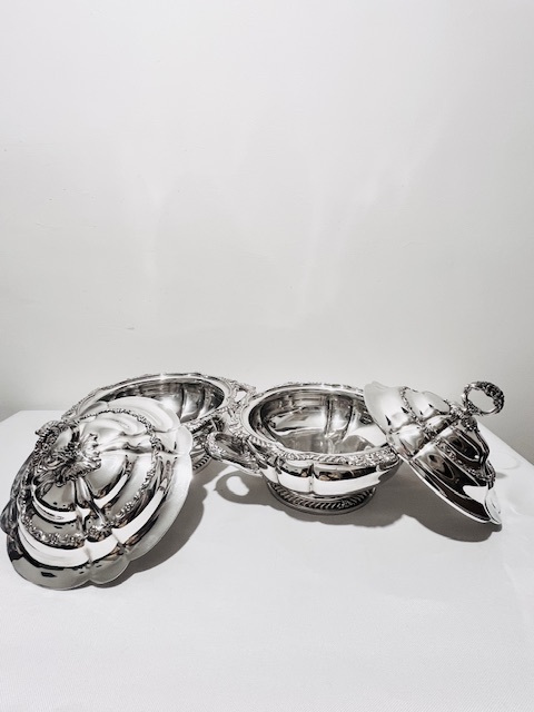 Pair of Victorian Antique Silver Plated Tureens by Tiffany & Co