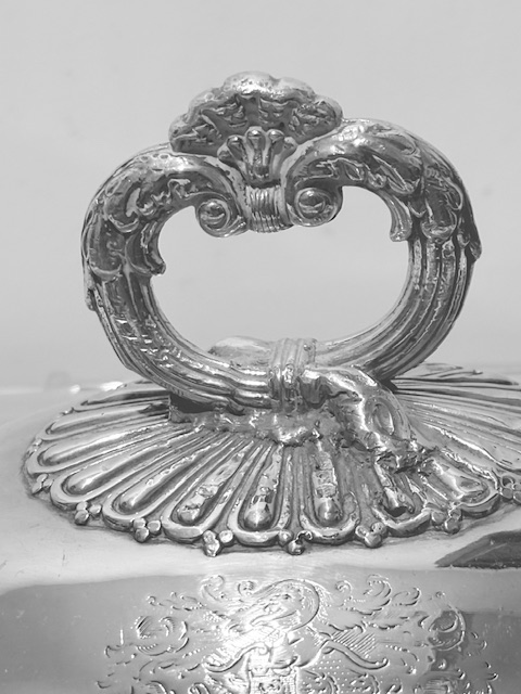 Antique Old Sheffield Plate Entree Dish with Scrolled Handles