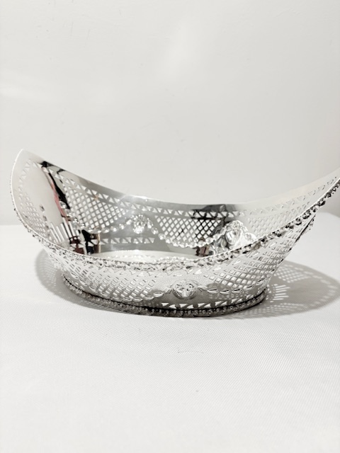 Boat Shaped Antique Silver Plated Bread Roll Dish