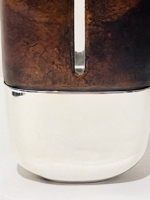 Silver Plated and Leather Bound Antique Hip Flask