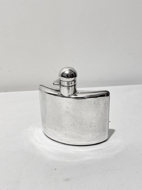 Antique Small Silver Plated Curved Hip Flask
