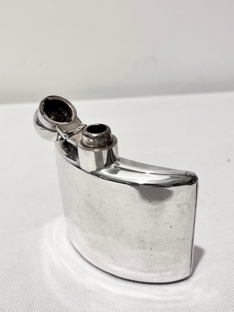Antique Small Silver Plated Curved Hip Flask