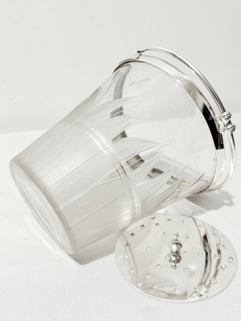 Antique Silver Plated and Glass Ice Pail or Bucket