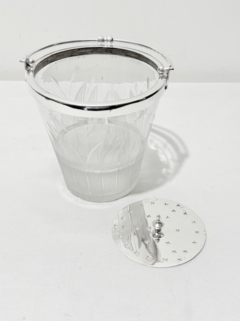 Antique Silver Plated and Glass Ice Pail or Bucket