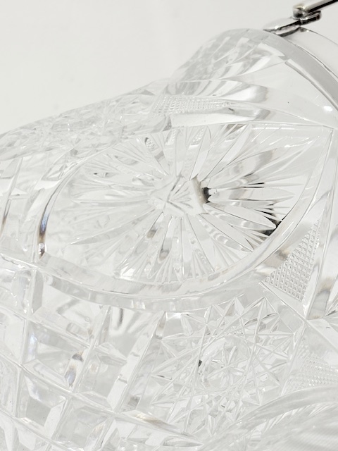 Vintage Swing Handle Silver Plated and Cut Glass Ice Pail or Bucket