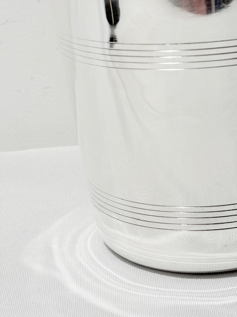 Vintage Cylindrical Silver Plated Ice Pail or Bucket with Swing Handle