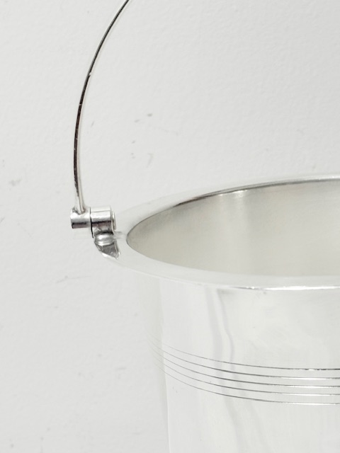 Vintage Cylindrical Silver Plated Ice Pail or Bucket with Swing Handle