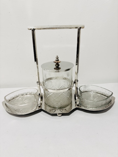 Charming Antique Silver Plated Jam or Preserve Dishes on Stand