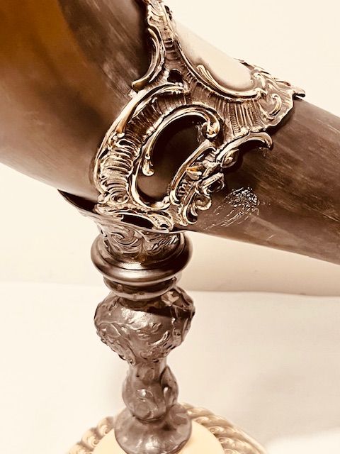 Decorative Antique Brass Mounted Cow Horn by WMF