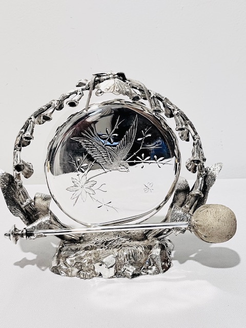 Small Antique Silver Plated Table Gong (c.1900)