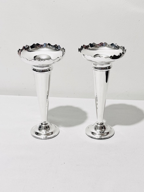 Pair of Vintage Silver Plated Flower Vases (c.1940)