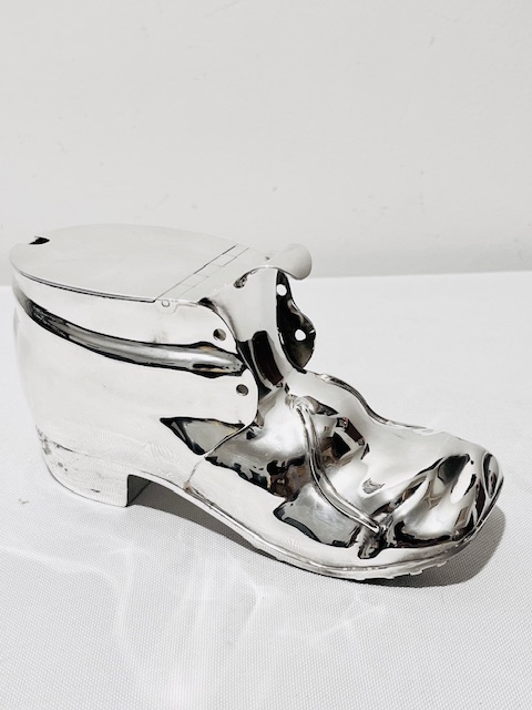 Novelty Antique Silver Plated Spoon Warmer Modelled as a Shoe