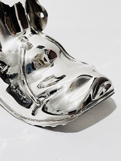 Novelty Antique Silver Plated Spoon Warmer Modelled as a Shoe