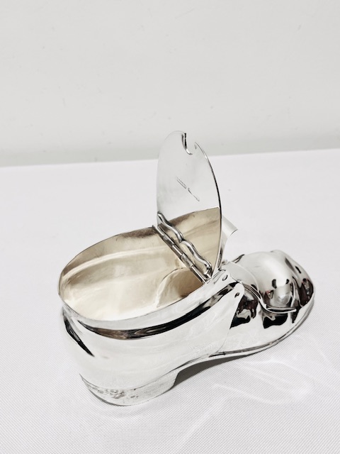 Novelty Antique Silver Plated Spoon Warmer Modelled as a Shoe