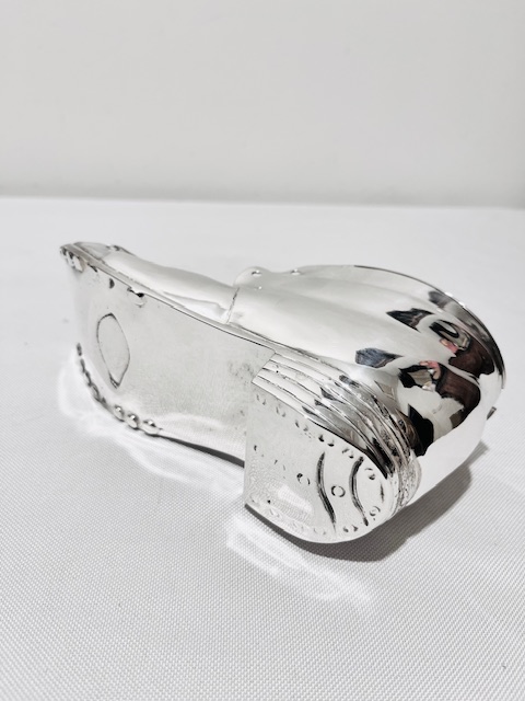 Novelty Antique Silver Plated Spoon Warmer Modelled as a Shoe