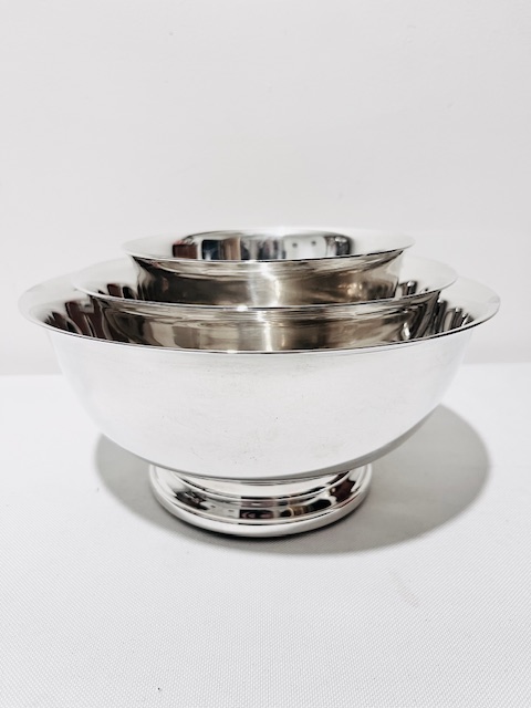 Set of Vintage Silver Plated Graduating Sized Bowls