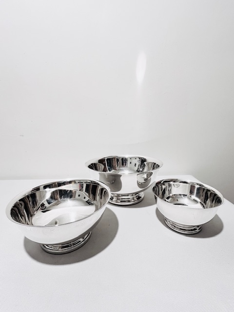 Set of Vintage Silver Plated Graduating Sized Bowls