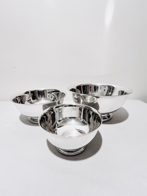 Set of Vintage Silver Plated Graduating Sized Bowls