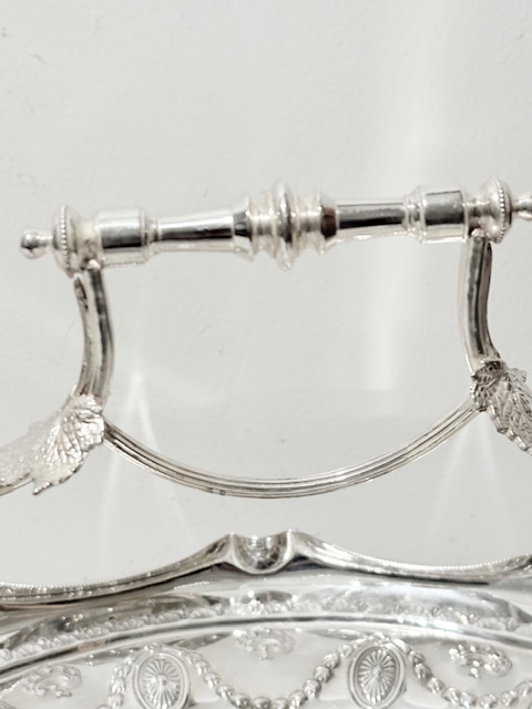 Antique Oval Silver Plated Grapes Serving Basket