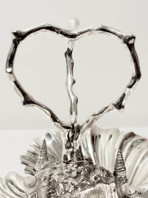 Antique Silver Plated Rotating Triple Shell Dish