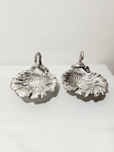 Pair of Antique Silver Plated Shells by Liberty & Co