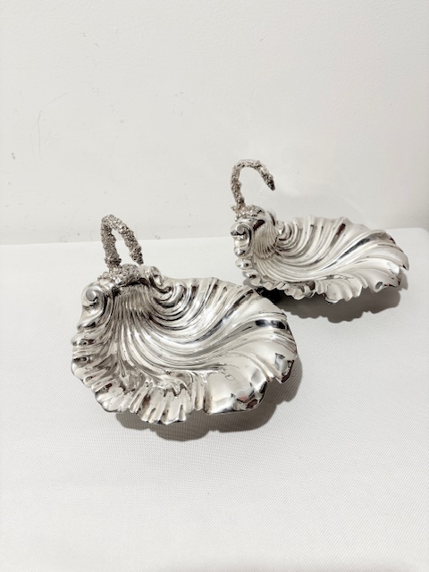 Pair of Antique Silver Plated Shells by Liberty & Co