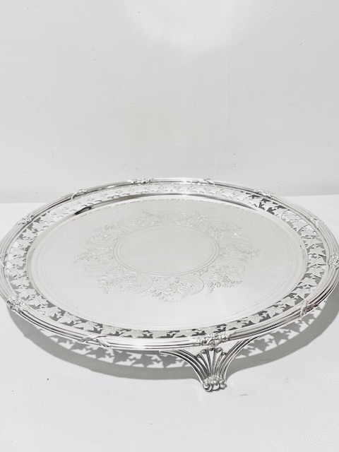 Handsome Round Boldly Mounted Antique Silver Plated Salver (c.1880)
