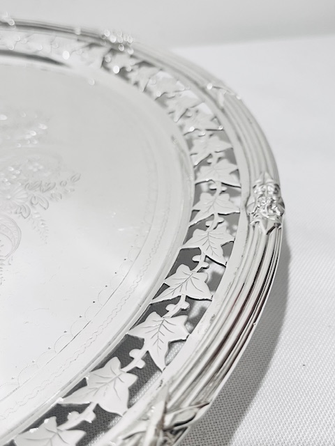 Handsome Round Boldly Mounted Antique Silver Plated Salver Handsome Round Boldly Mounted Antique Silver Plated Salver