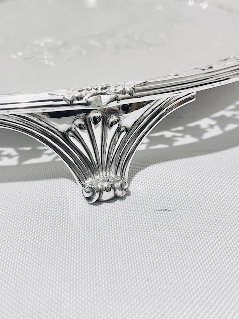 Handsome Round Boldly Mounted Antique Silver Plated Salver Handsome Round Boldly Mounted Antique Silver Plated Salver