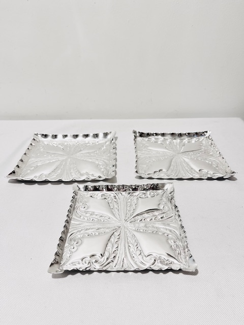 Set of Graduating Antique Silver Plated Salvers (c.1900)