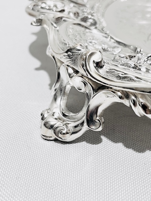 Antique Silver Plated Salver with Wide Cast Border