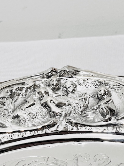Antique Silver Plated Salver with Wide Cast Border
