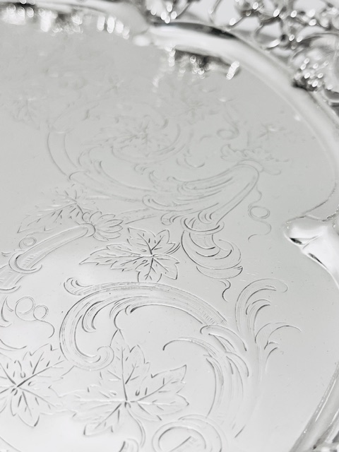 Round Antique Silver Plated Salver with Wide Raised Cast Border