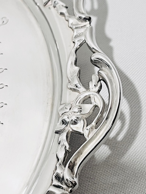 Antique Silver Plated Salver Mounted with a Wide Pierced Border