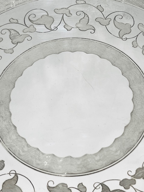 Round Antique Silver Plated Salver with Crimped Decoration Around the Edge