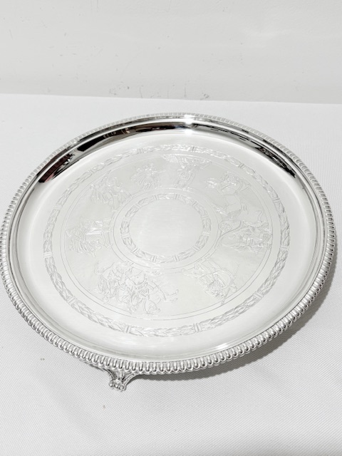 Smart Round in Shape Antique Silver Plated Salver
