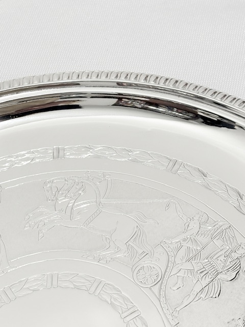 Smart Round in Shape Antique Silver Plated Salver