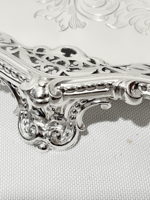 Antique Silver Plated Salver by Elkington & Company on 3 Elaborate Feet