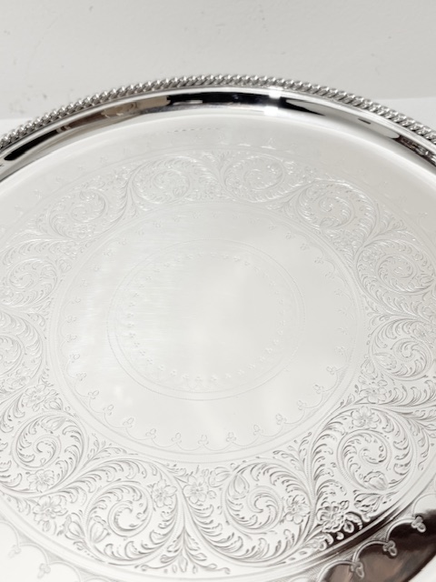 Antique Elkington Silver Plated Salver with Rope Twist Mount