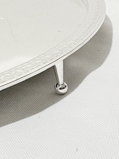 Antique Silver Plated Salver Geometrically Engraved Around the Edge