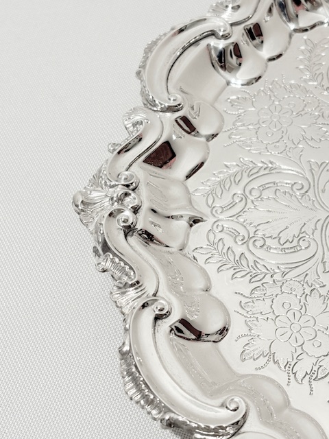 Round Antique Silver Plated Salver by Barker Ellis Round Antique Silver Plated Salver by Barker Ellis