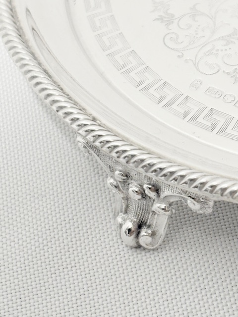 Small Antique Silver Plated Salver with Greek Key Design Small Antique Silver Plated Salver with Greek Key Design