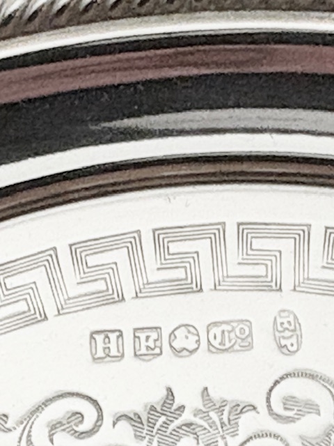 Small Antique Silver Plated Salver with Greek Key Design Small Antique Silver Plated Salver with Greek Key Design