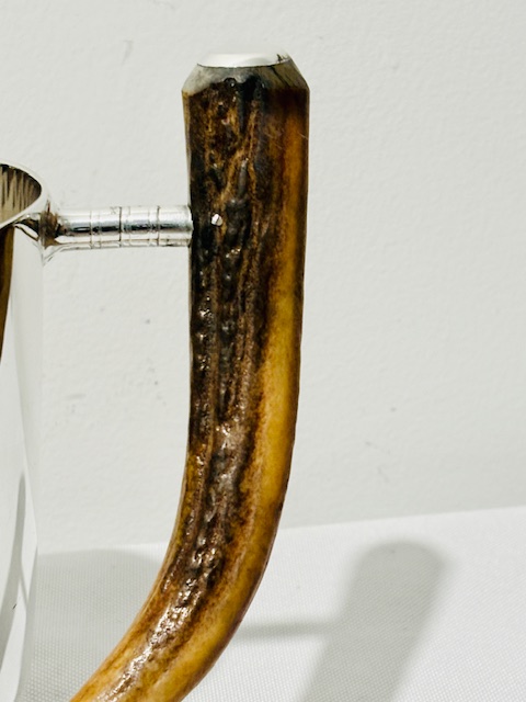 Vintage Silver Plated Tankard with Curved Antler Handle