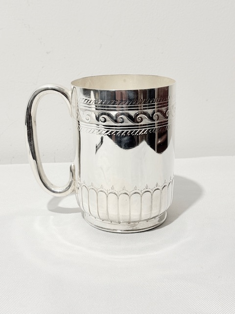 Antique Silver Plated One Pint Part Fluted Tankard