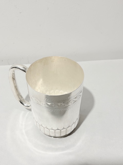 Antique Silver Plated One Pint Part Fluted Tankard
