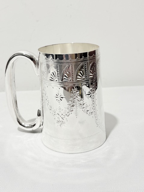 Antique Silver Plated Half Pint Tankard with Side Looped Handle